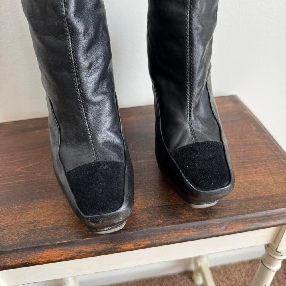 L.A.M.B Gwen Stefani Black Leather Knee High Boot size 7.5 Navigator platform - Picture 4 of 8